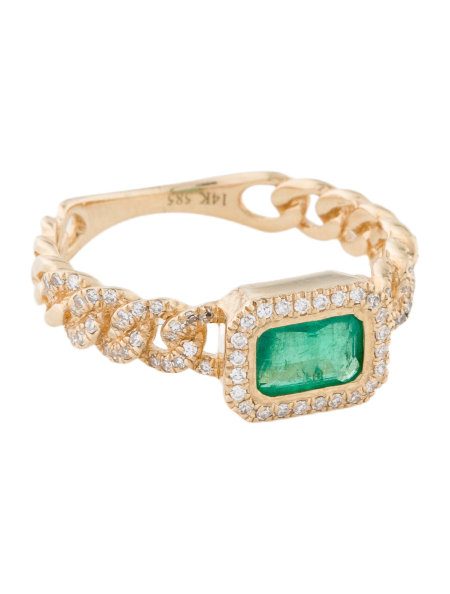 Ring 14K Emerald & Diamond Band