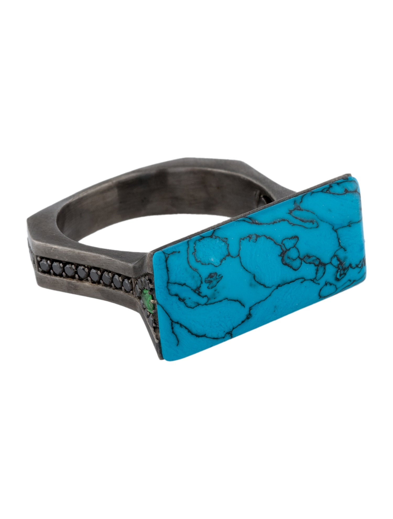 Ring Crow's Nest 18K Dyed Magnesite, Tsavorite & Diamond Cocktail Ring