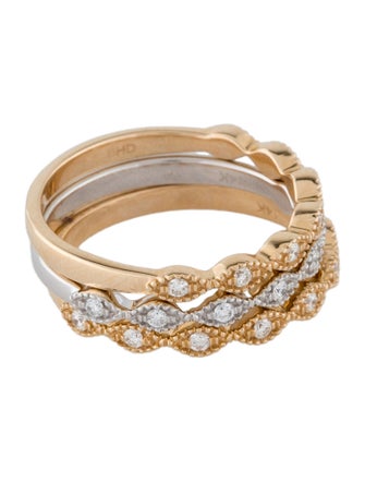 Ring 14K Diamond Triple Band Set
