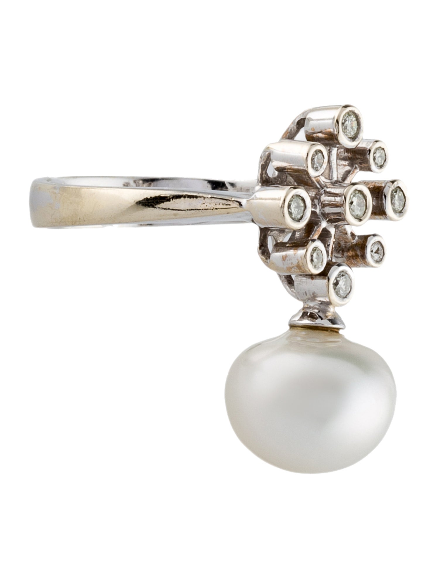 Ring 14K Pearl & Diamond Cocktail Ring