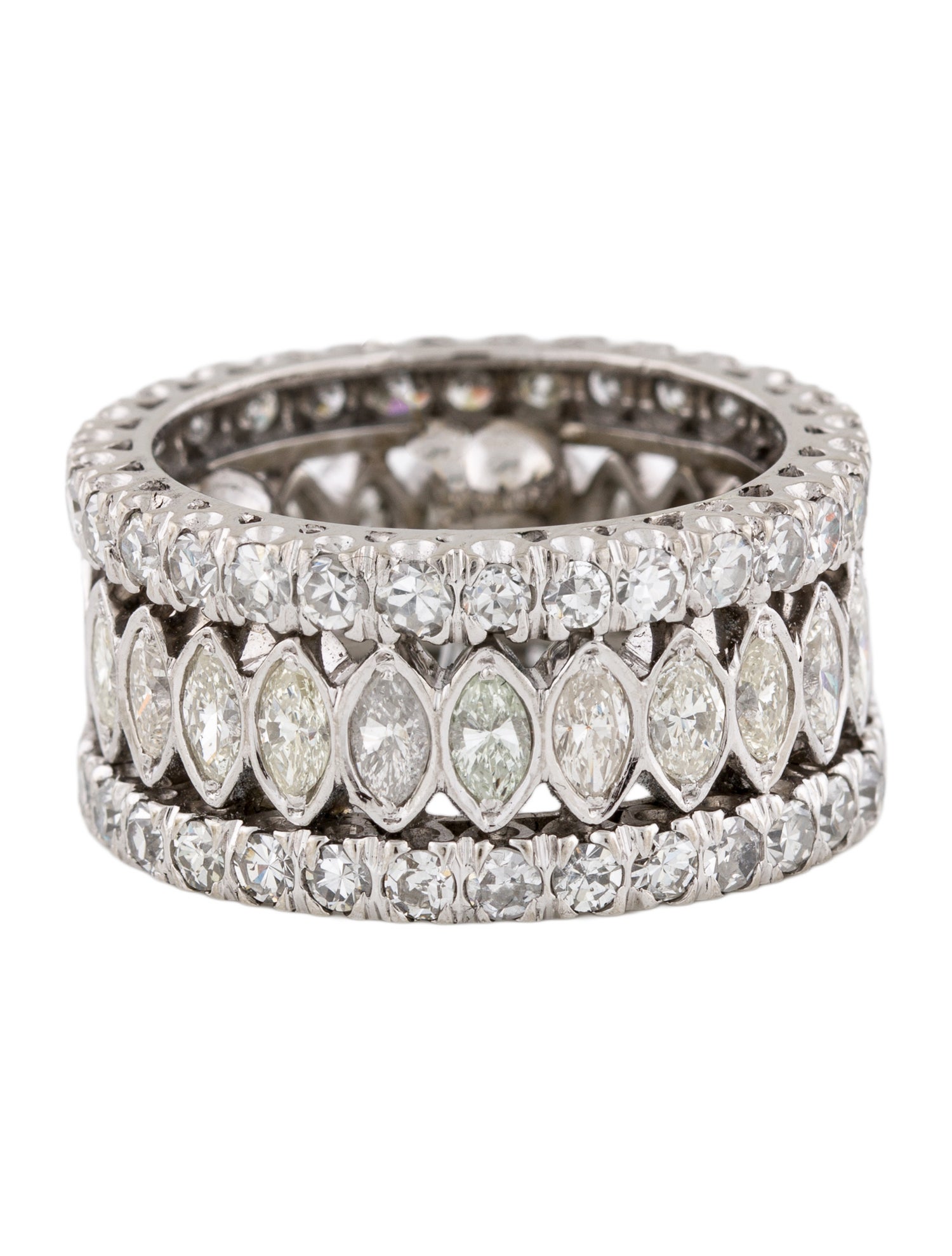 Ring 14K 5.37ctw Diamond Three-Row Eternity Band