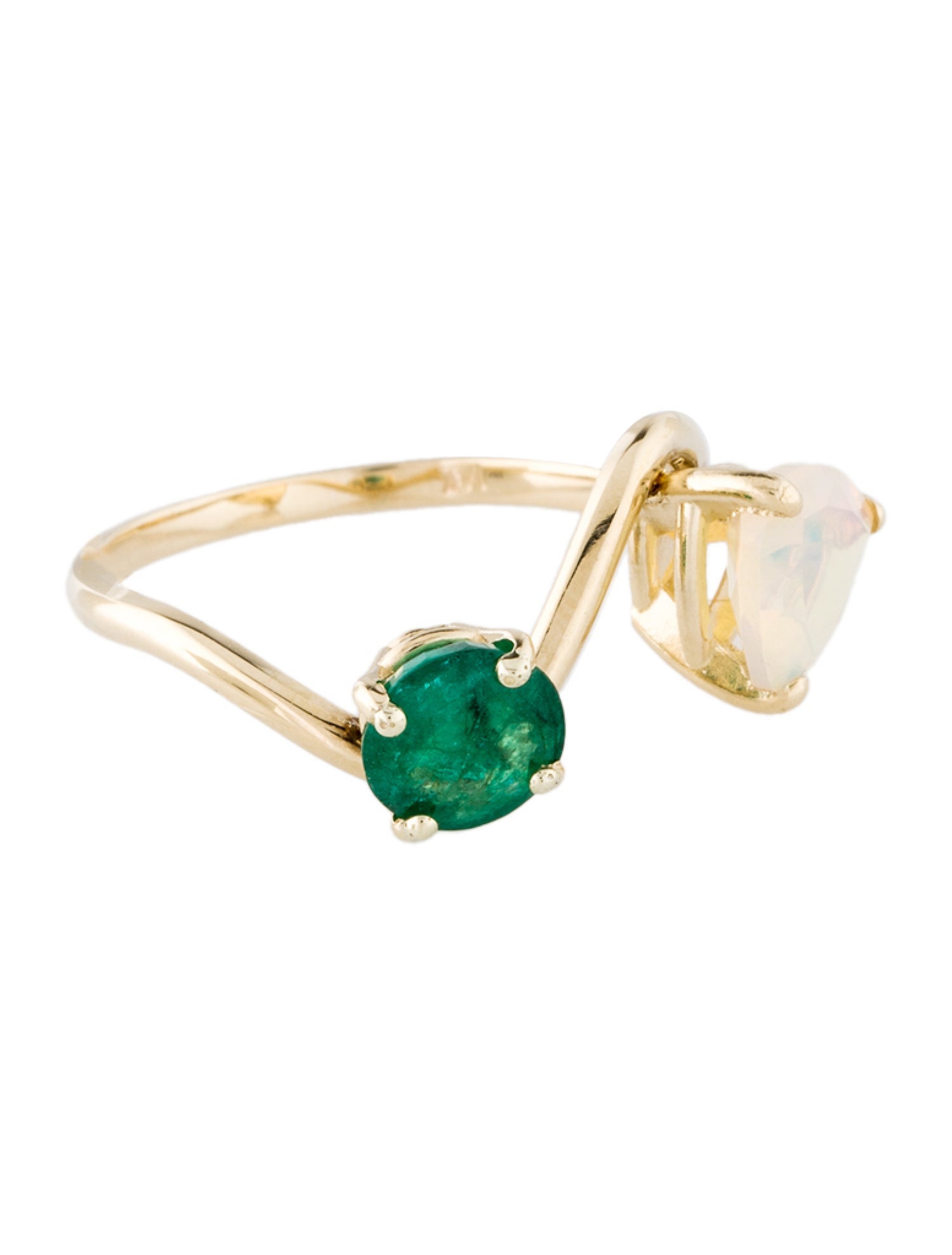 Ring 14K Emerald & Opal Cocktail Ring