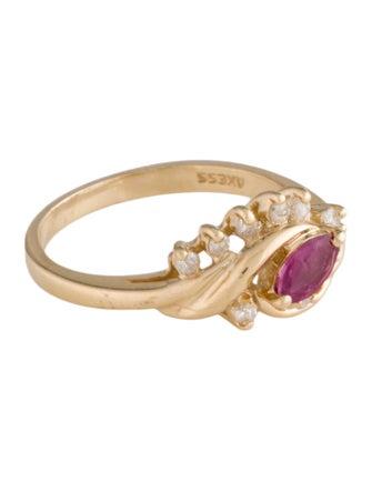 Ring 14K Ruby & Diamond Cocktail Ring