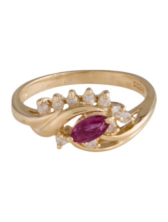 Ring 14K Ruby & Diamond Cocktail Ring