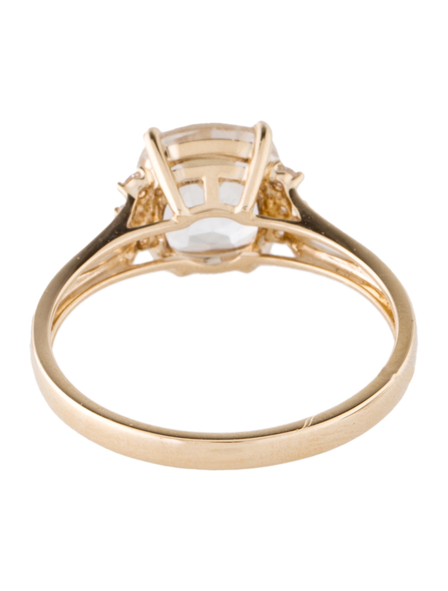 Ring 14K 2.25ct Quartz & Diamond Cocktail Ring