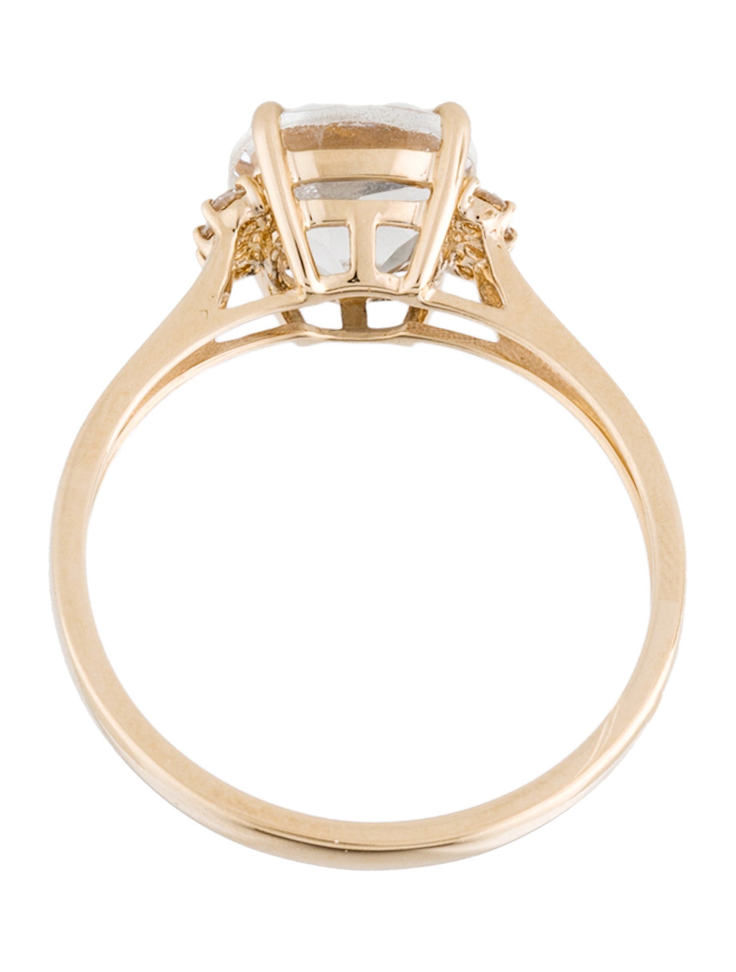 Ring 14K 2.25ct Quartz & Diamond Cocktail Ring