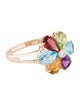 Ring 14K Multistone Flower Cocktail Ring