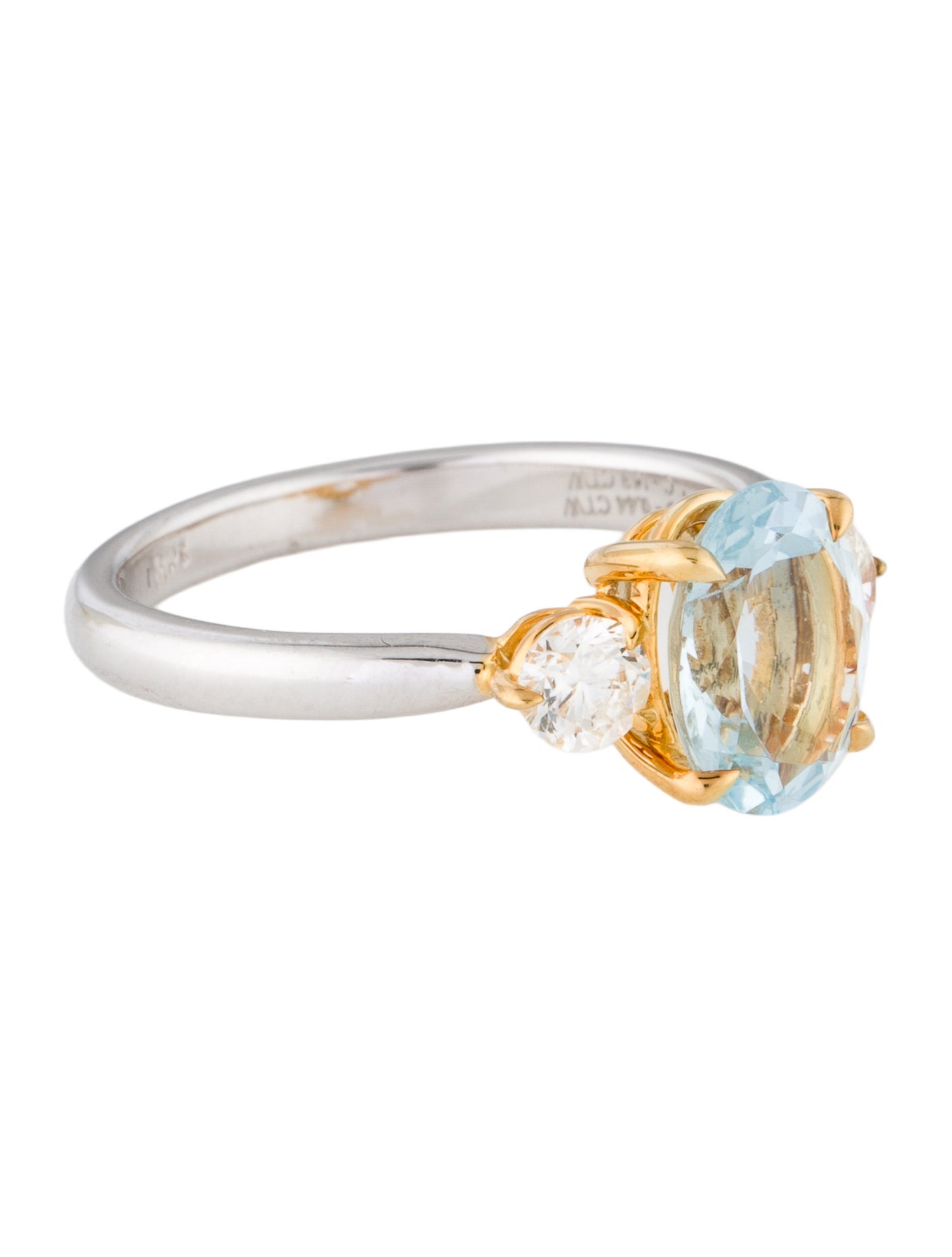 Ring 14K Aquamarine & Diamond Cocktail Ring