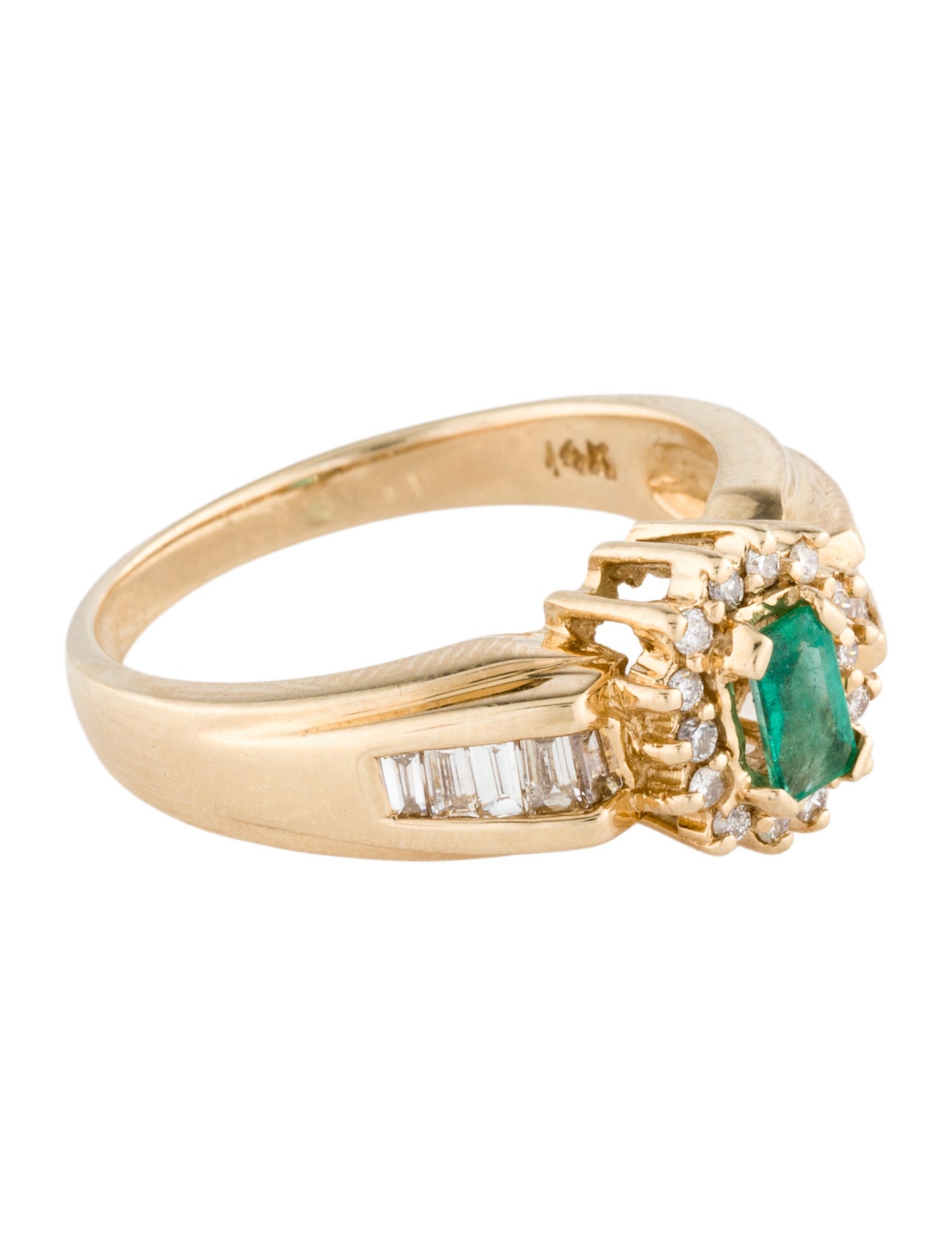 Ring 14K Emerald & Diamond Cocktail Ring