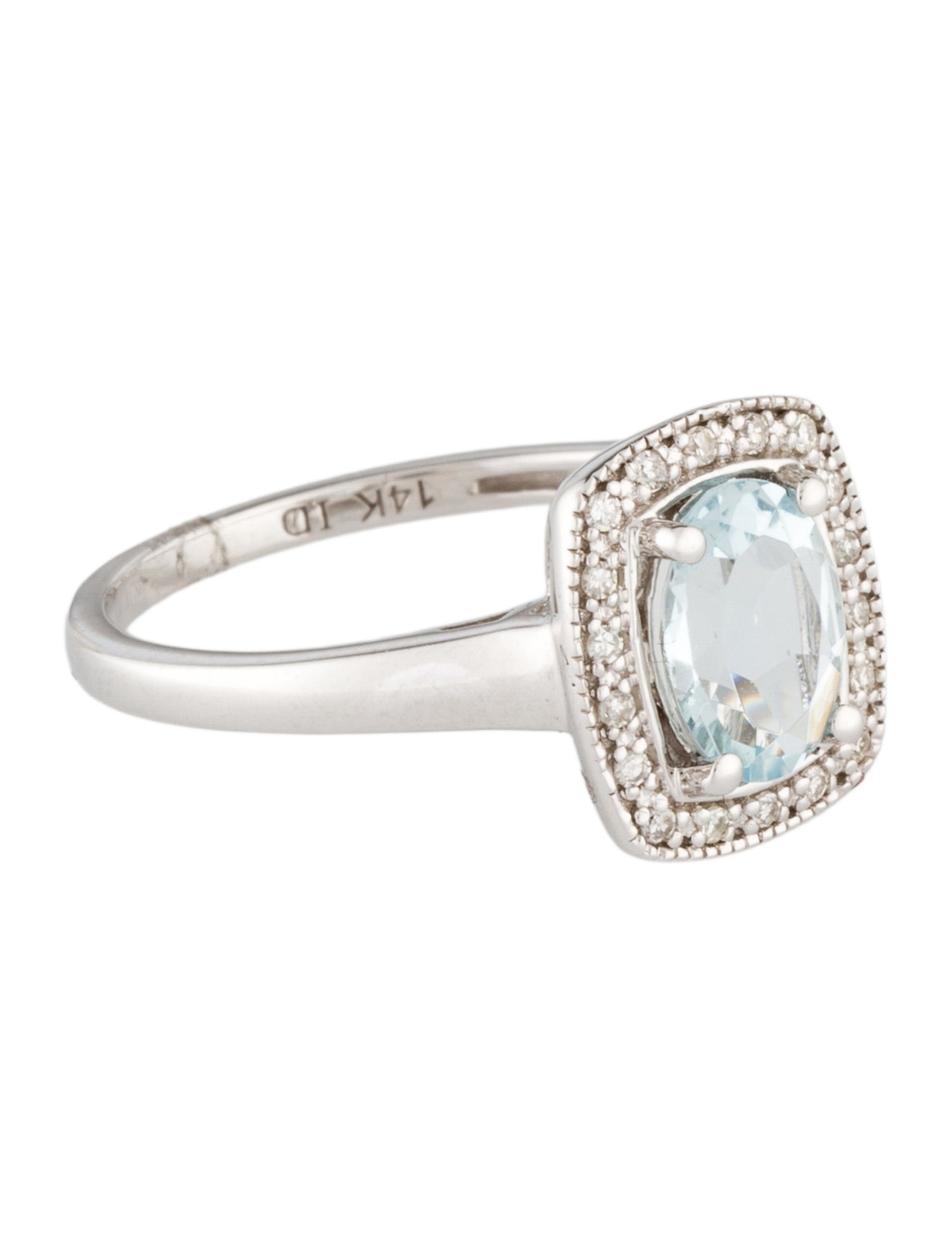 Ring 14K Aquamarine & Diamond Cocktail Ring