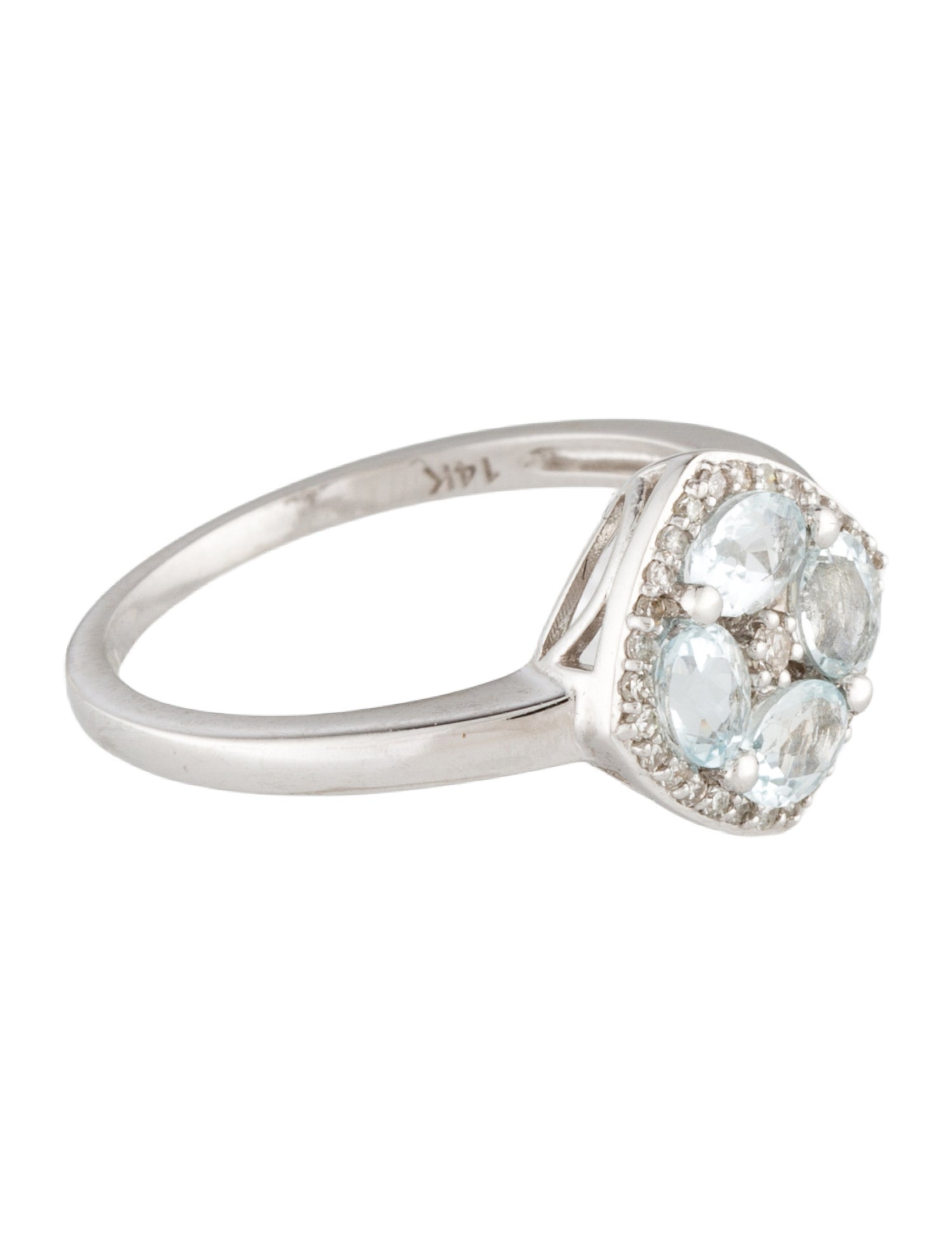 Ring 14K Aquamarine & Diamond Cocktail Ring