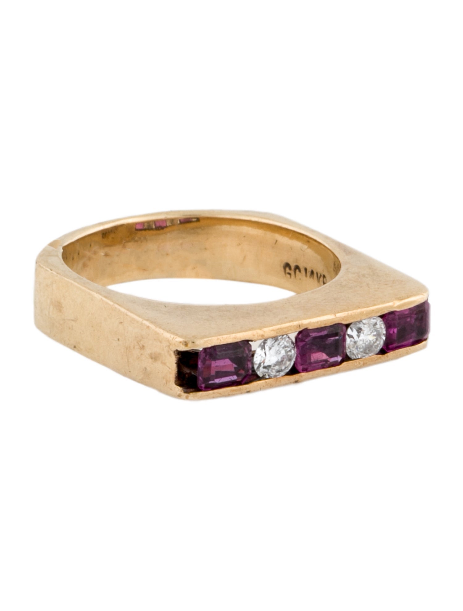 Ring 14K Ruby & Diamond East-West Channel Ring