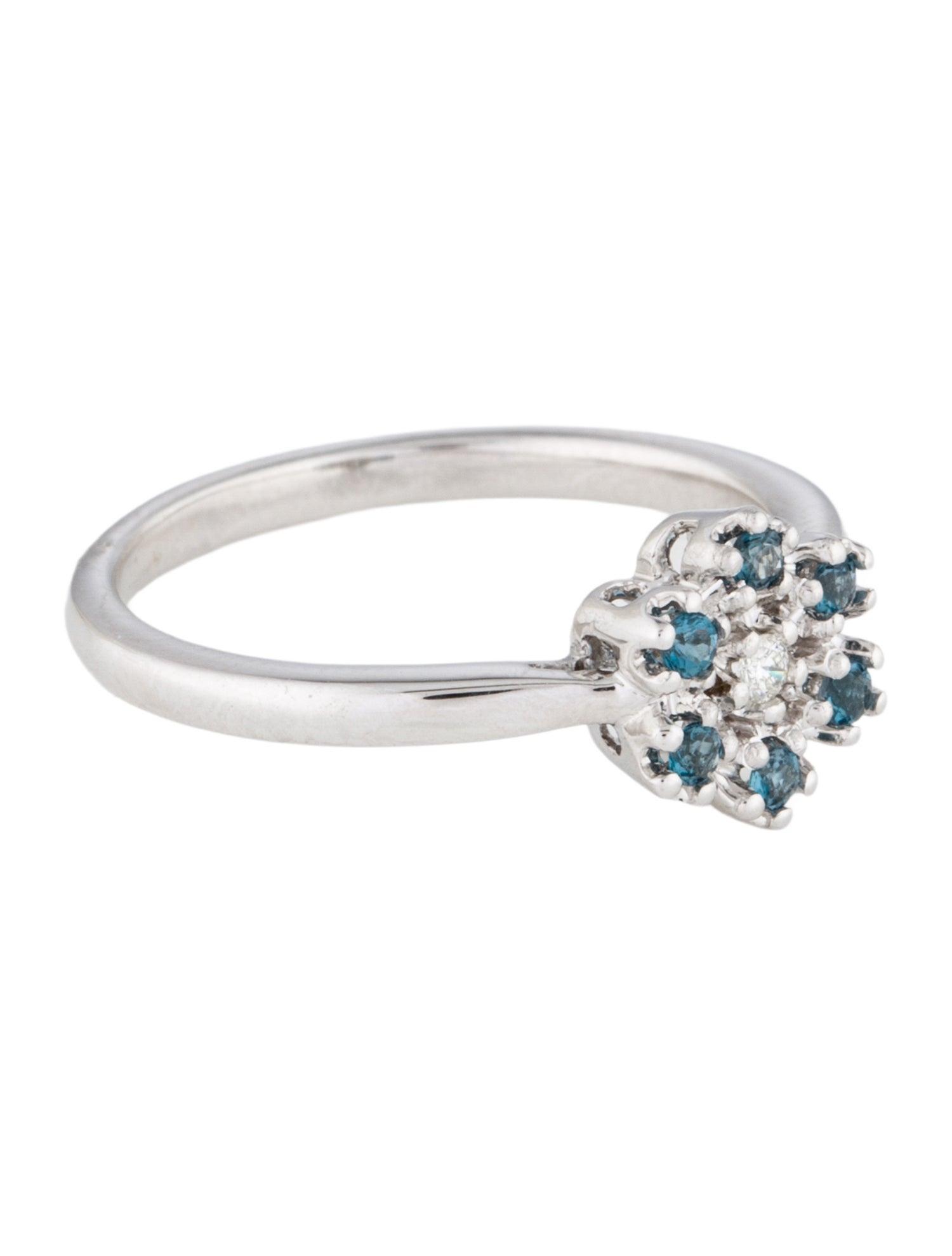 Ring 14K Diamond & Topaz Flower RIng