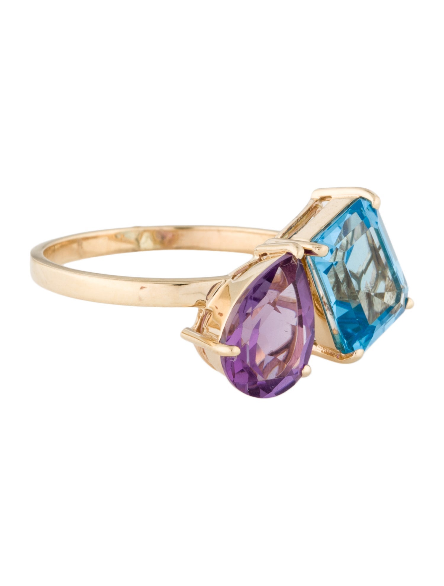 Ring 14K Amethyst & Topaz Cocktail Ring