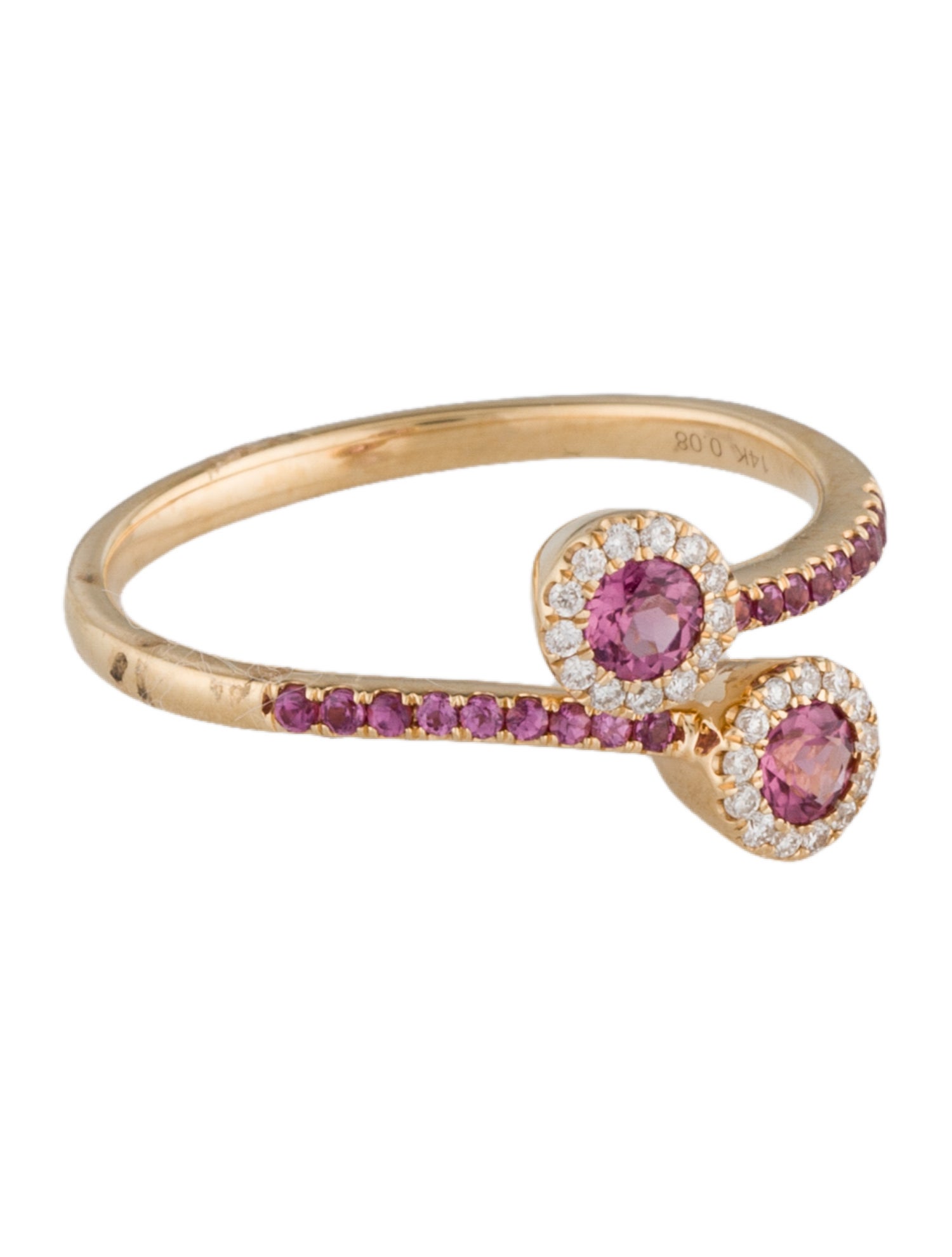 Ring 14K Garnet & Diamond Bypass Ring