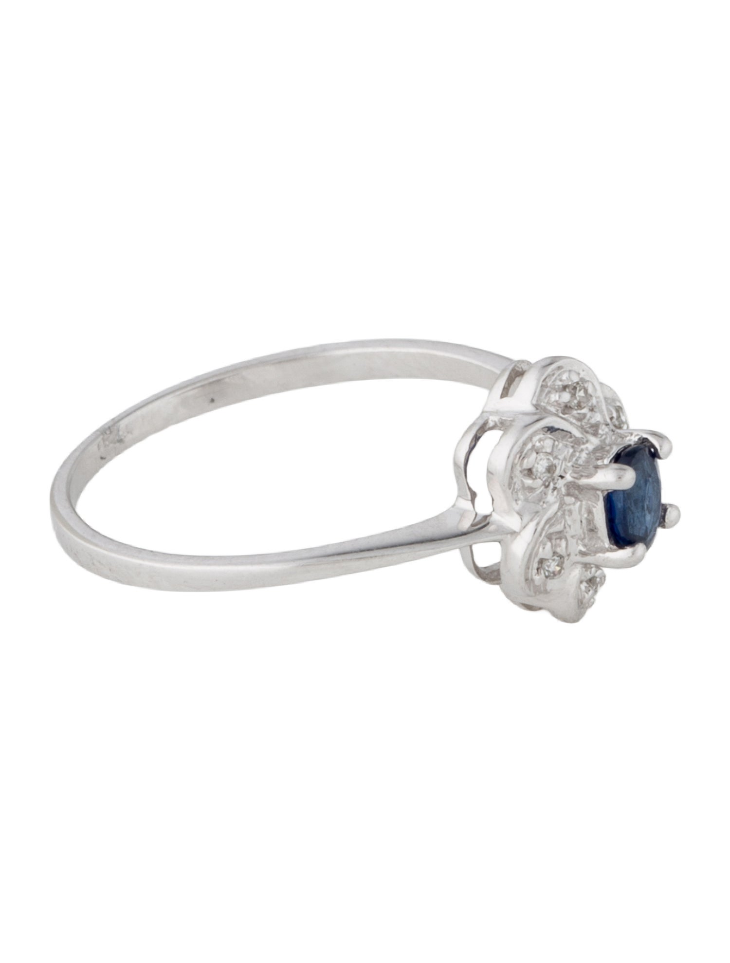 Ring 14K Sapphire & Diamond Flower Cocktail Ring