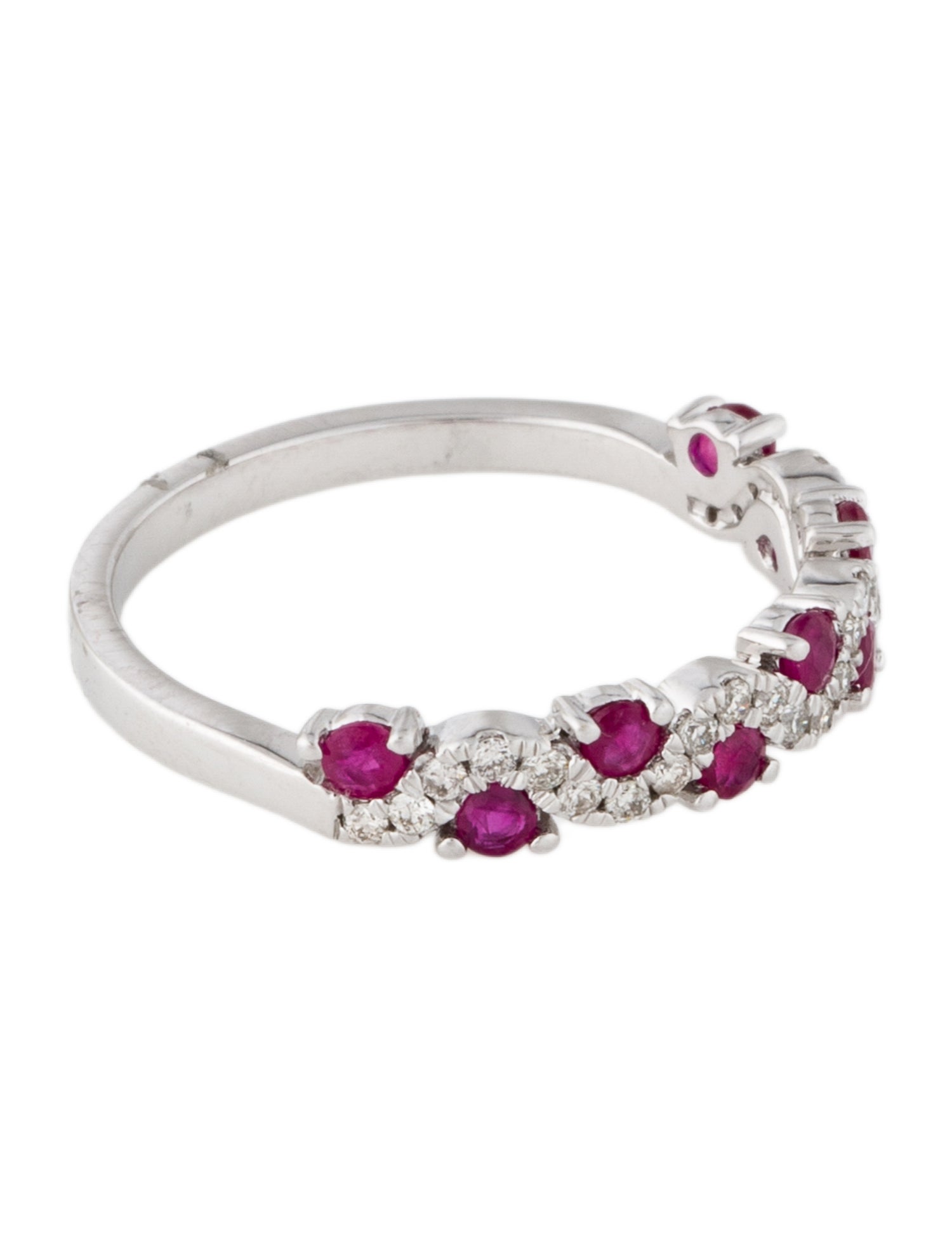 Ring 18K Ruby & Diamond Wave Band