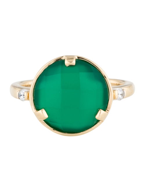 Ring 14K Chalcedony & Diamond Cocktail Ring