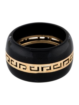 Ring 14K Onyx Greek Key Wide Band