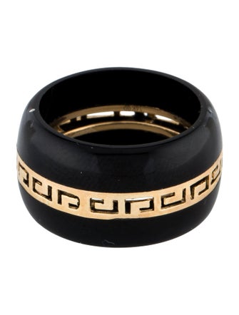 Ring 14K Onyx Greek Key Wide Band