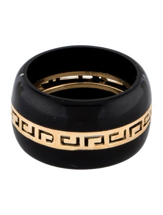 Ring 14K Onyx Greek Key Wide Band