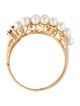 Ring 14K Pearl & Ruby Cocktail Ring