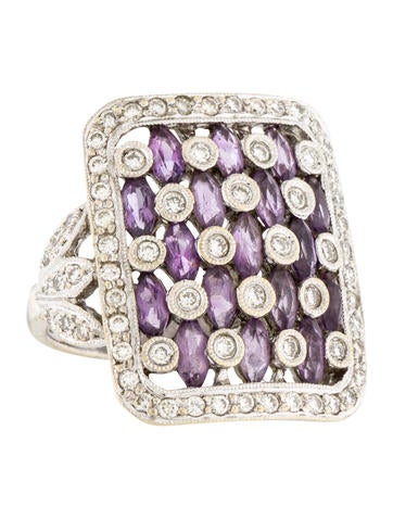 18K Diamond & Amethyst Cocktail Ring