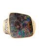 Ring 18K Boulder Opal & Diamond Asymmetrical Ring