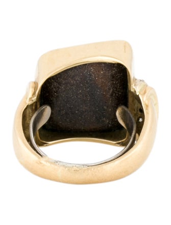 Ring 18K Boulder Opal & Diamond Asymmetrical Ring