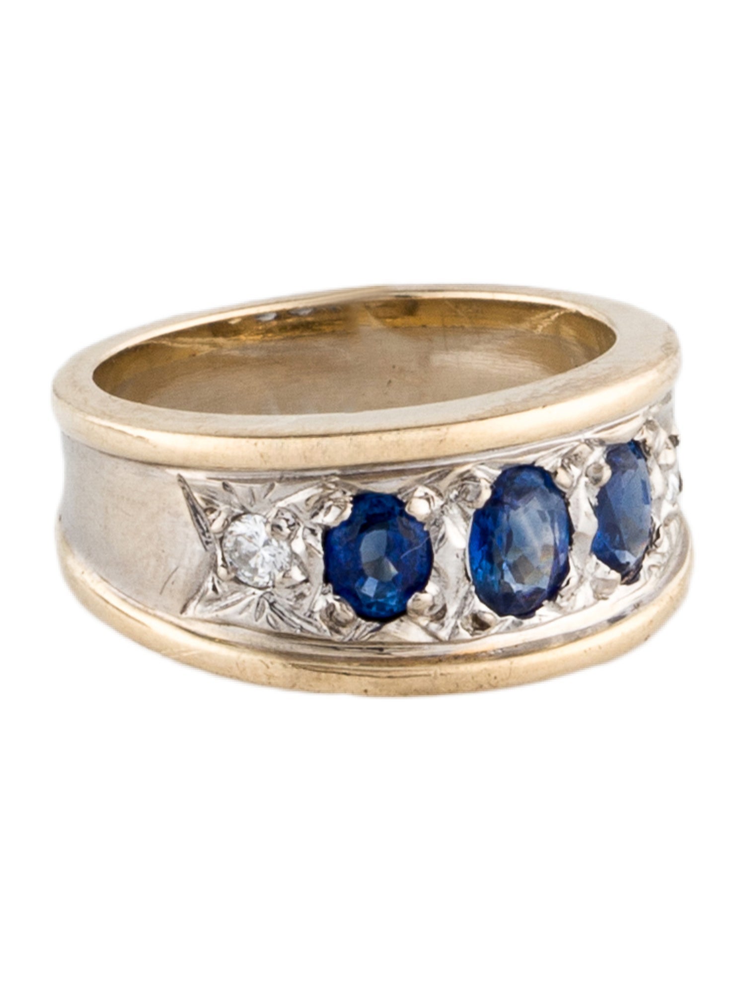 Ring 14K Sapphire & Diamond Band