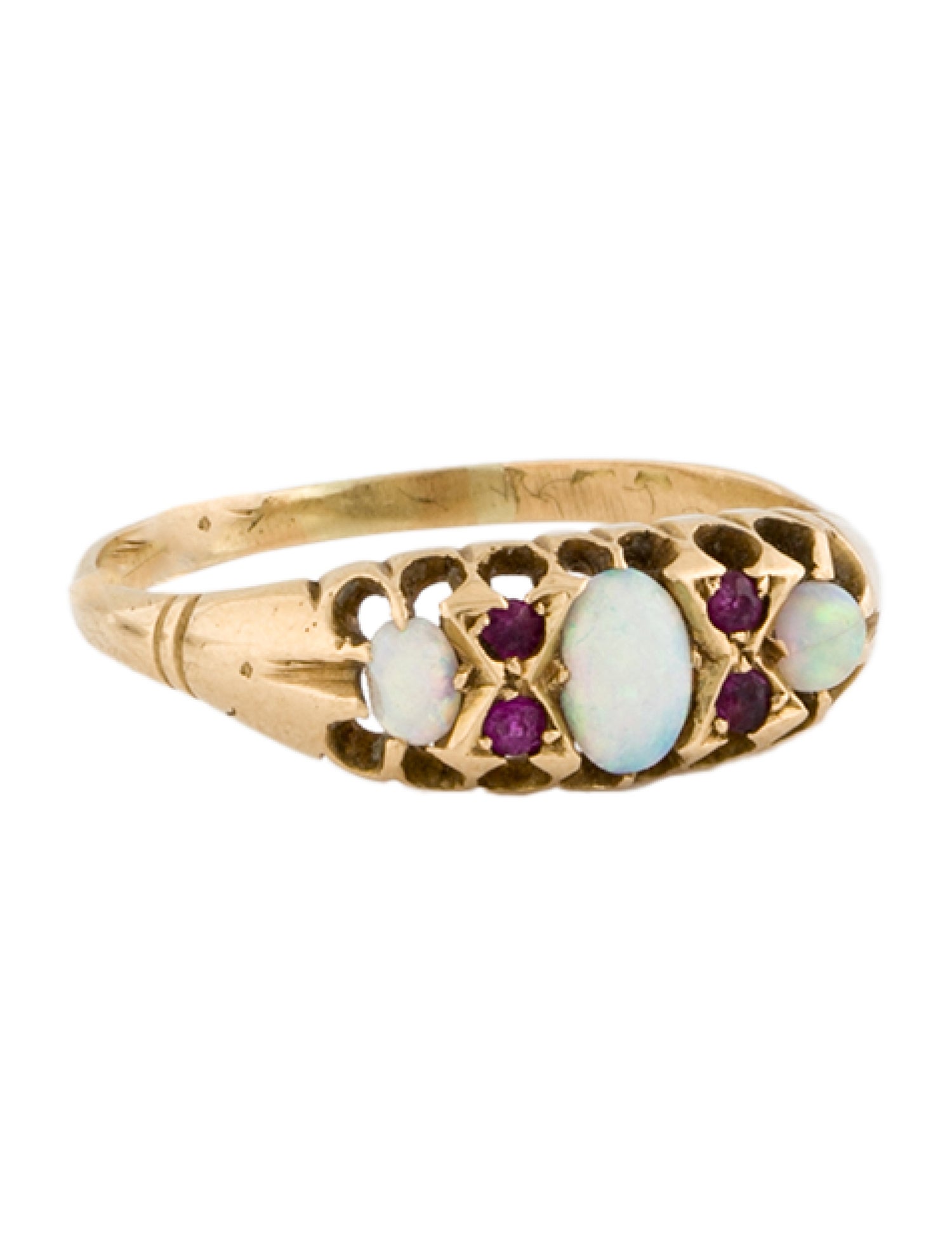 Ring 18K Ruby & Opal Graduated Band
