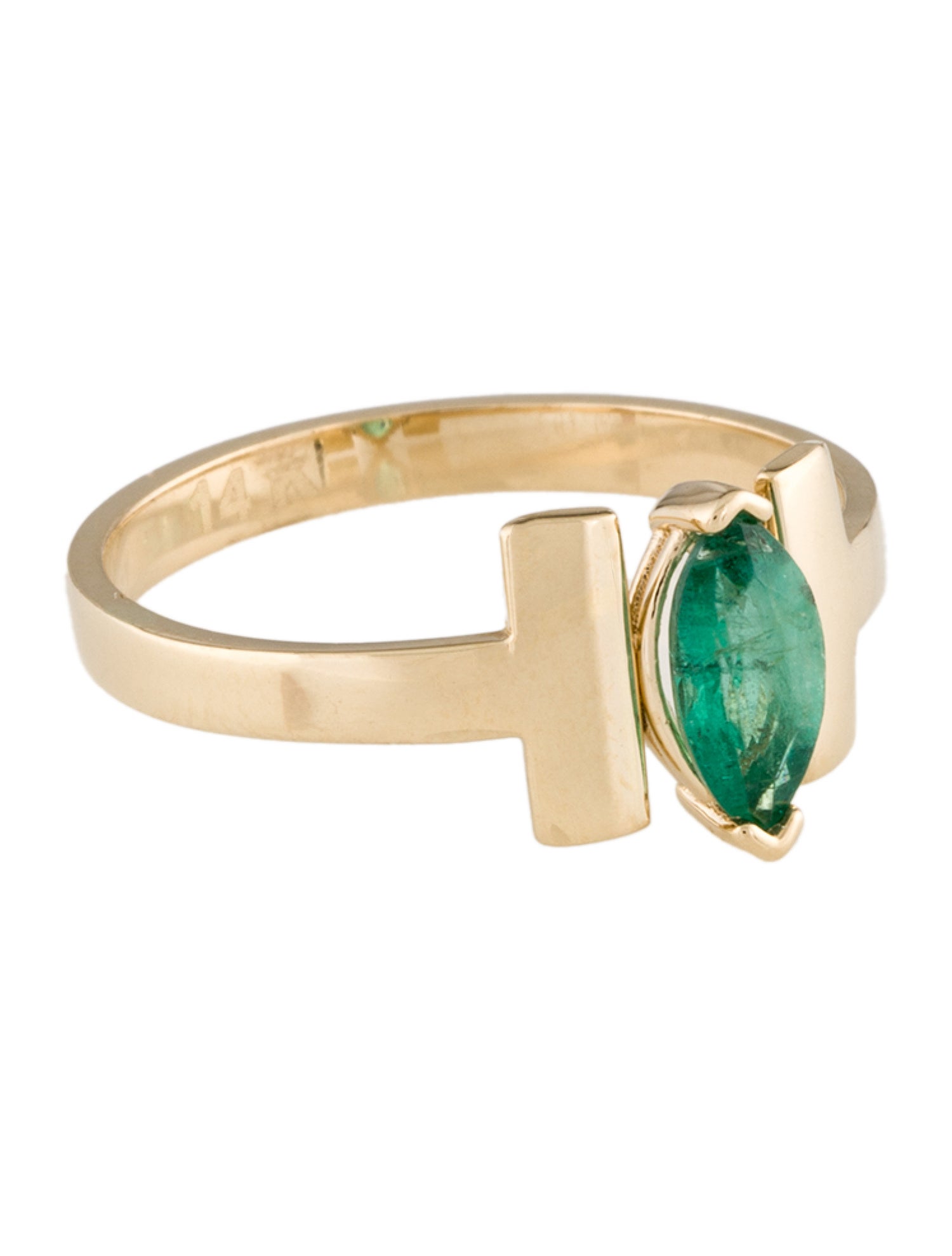 Ring 14K Emerald Solitaire Cocktail RIng