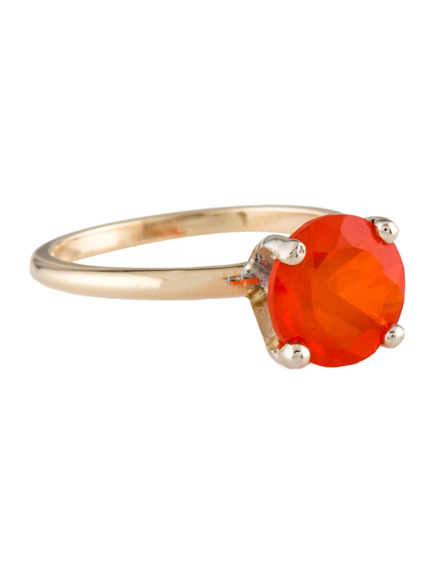 Ring 14K 1.61ct Fire Opal Solitaire Cocktail Ring