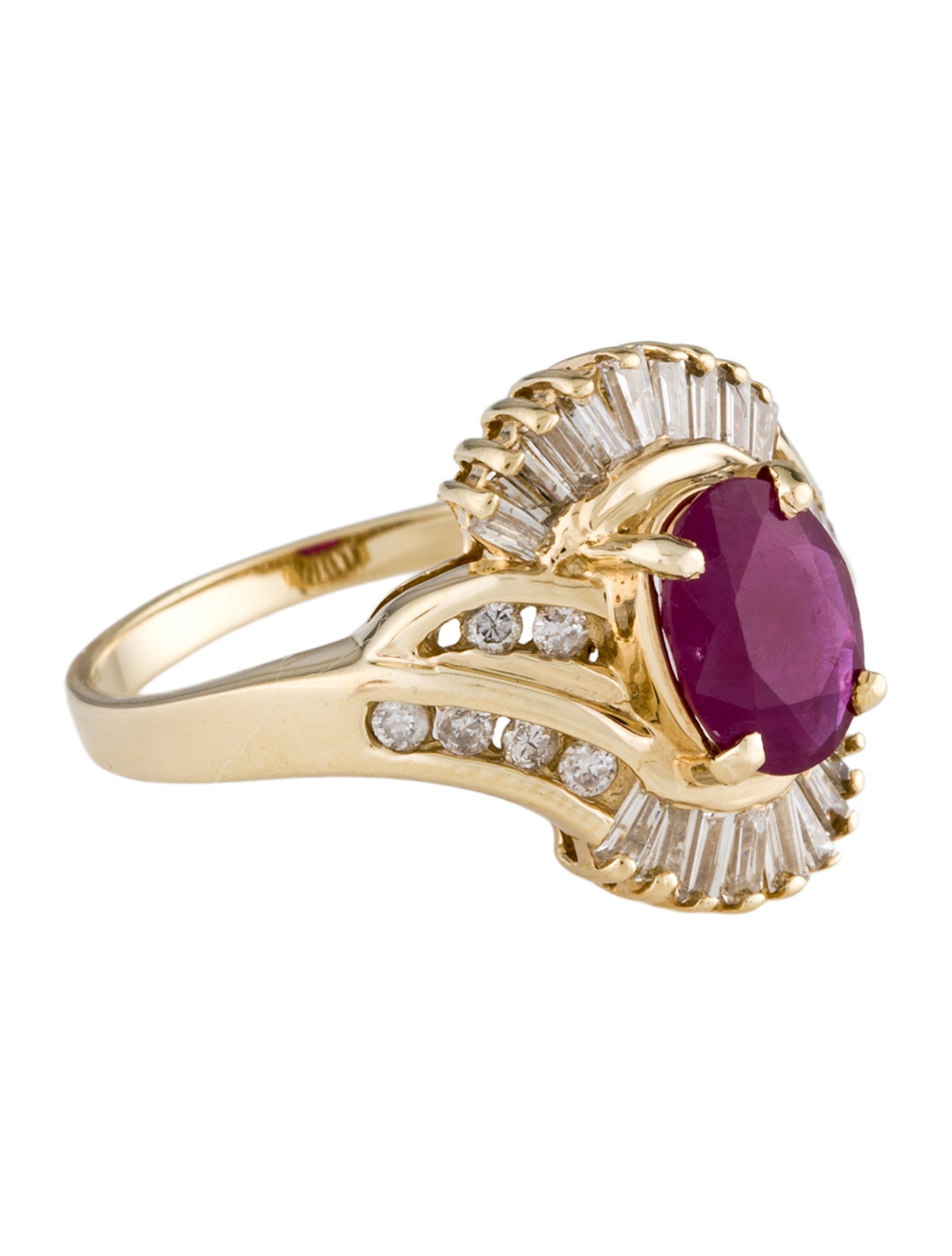 Ring 14K Ruby & Diamond Cocktail Ring