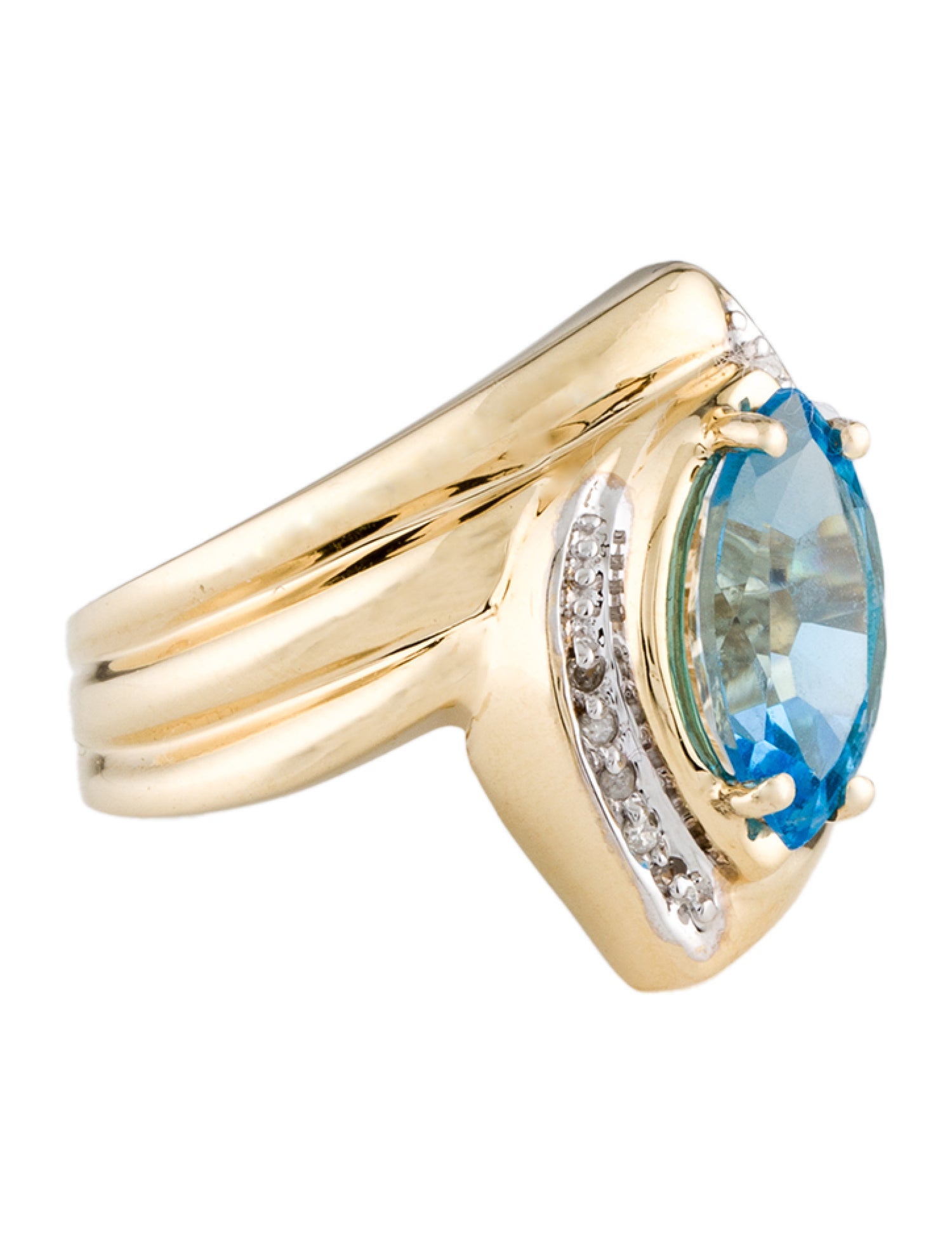 Ring 14K 2.10ct Topaz & Diamond Cocktail Ring