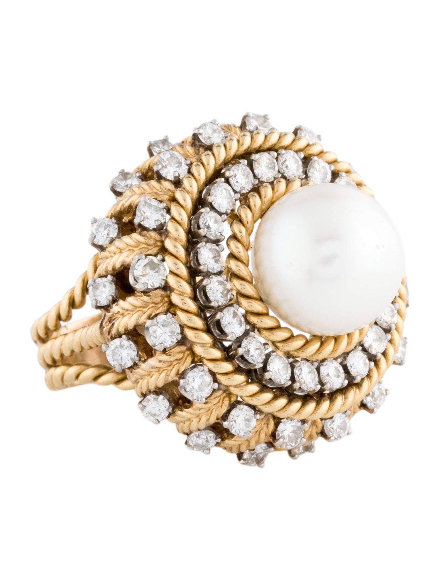 Ring Pearl & Diamond Cocktail Ring
