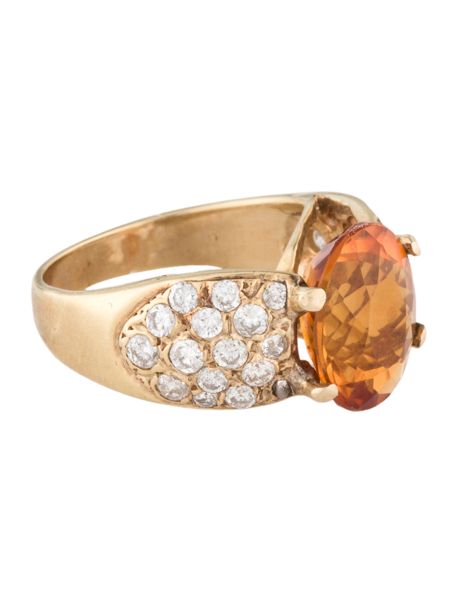 Ring 14K Citrine & Diamond Cocktail Ring