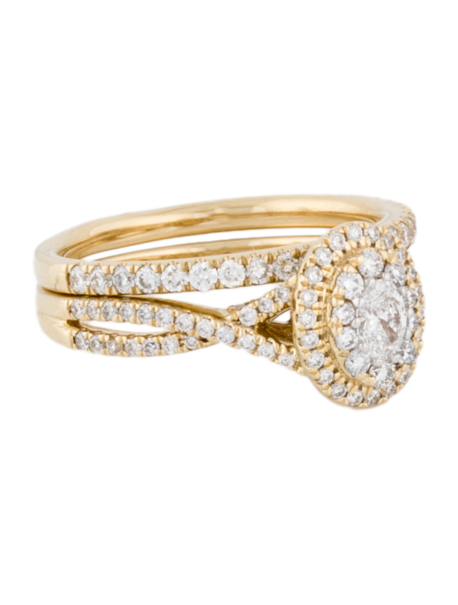 Ring Gage Diamonds 14K Lab-Grown Diamond Janet Cluster Criss Cross Engagement & Wedding Band Set
