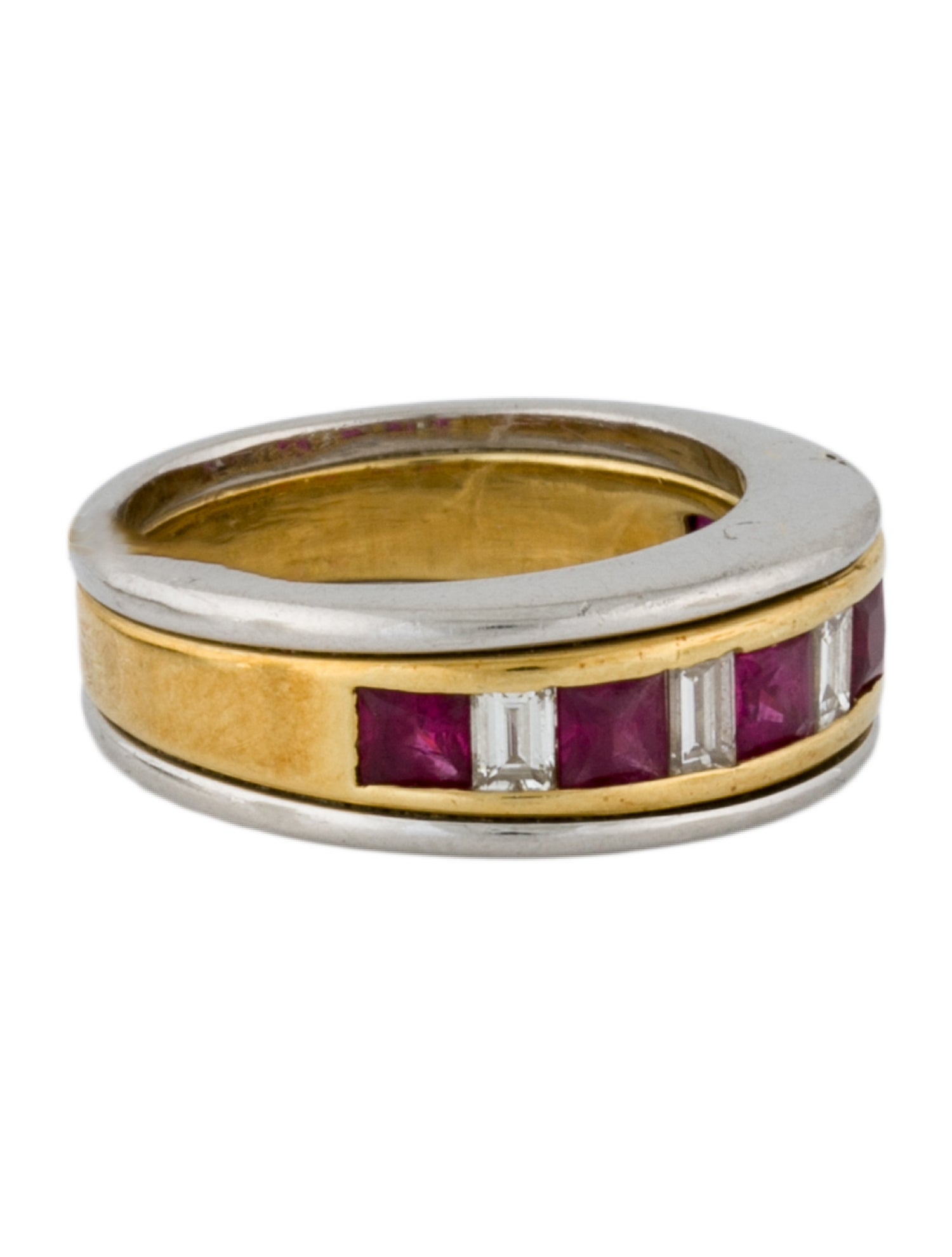 Ring Princess Ruby & Baguette Diamond Band Ring
