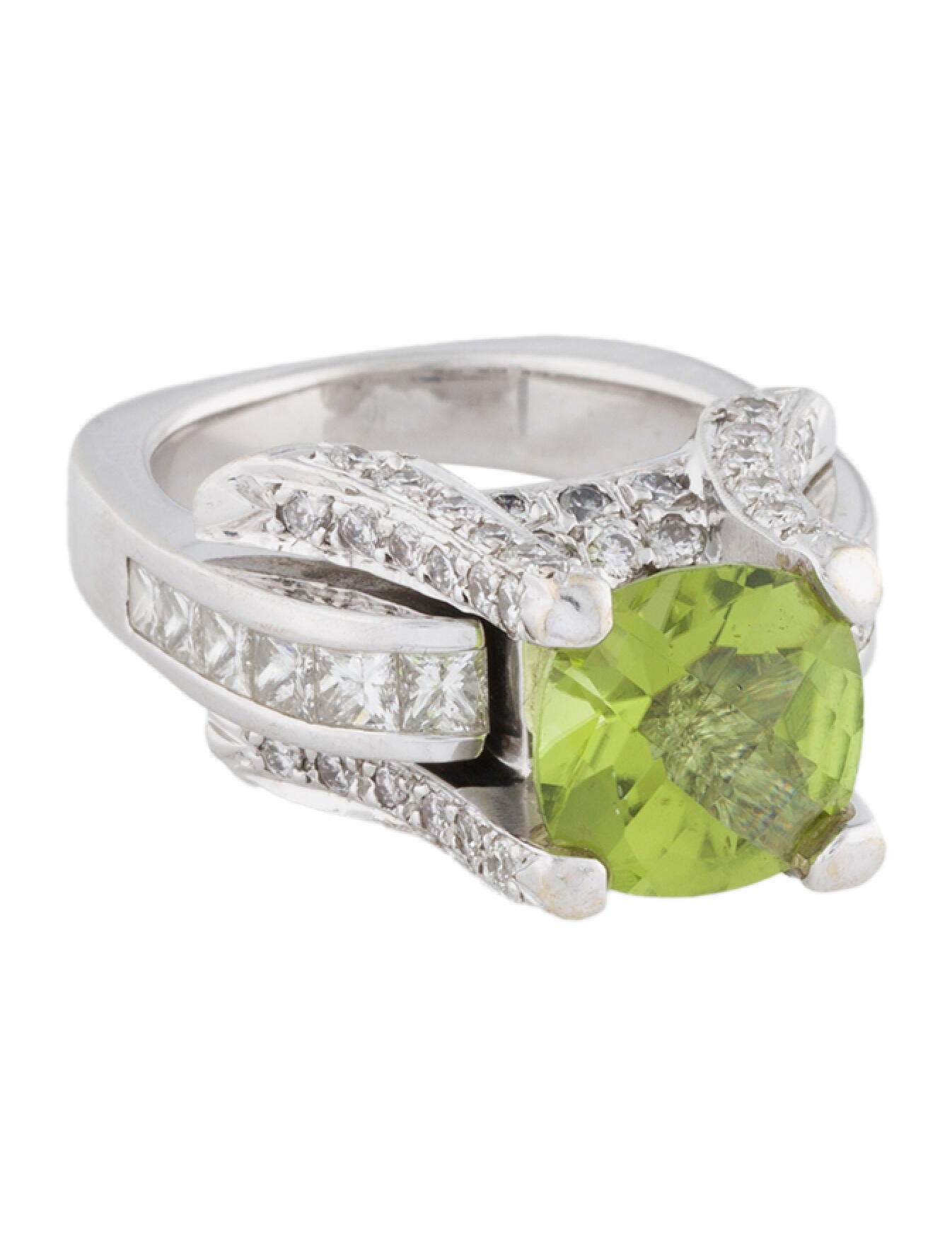 Ring 18K 1.49ctw Diamonds & Peridot Cocktail Ring
