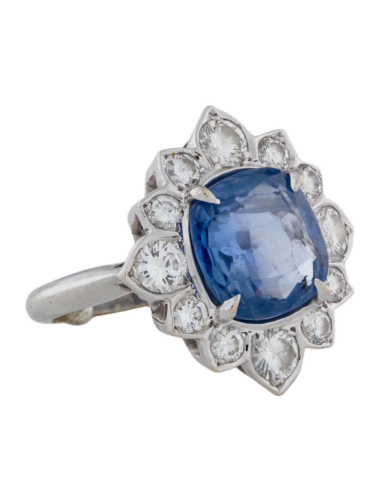 Ring 18K 4.87ct Sapphire & Diamond Cocktail Ring