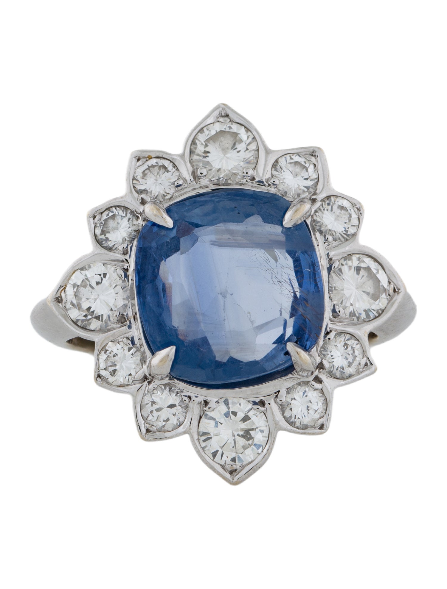 Ring 18K 4.87ct Sapphire & Diamond Cocktail Ring