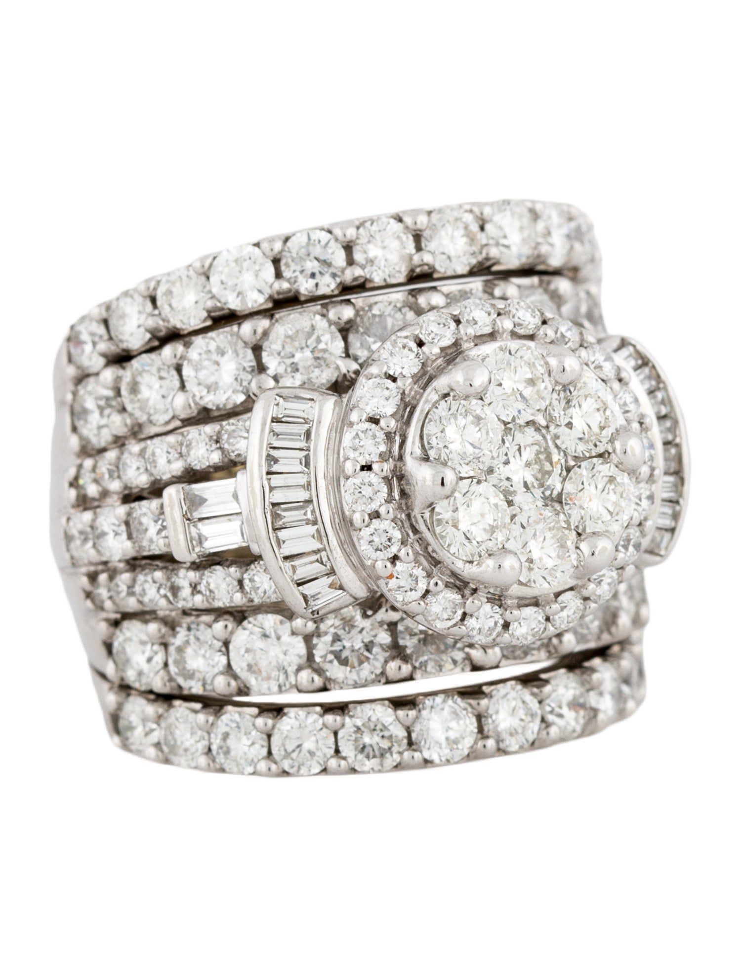 Ring 14K 6.03ctw Diamond Cluster Cocktail Ring