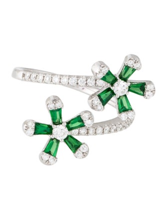 Ring 14K 1.08ctw Tsavorite Garnet & Diamond Bypass Ring