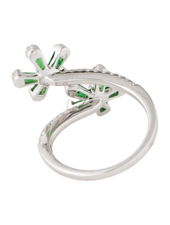 Ring 14K 1.08ctw Tsavorite Garnet & Diamond Bypass Ring