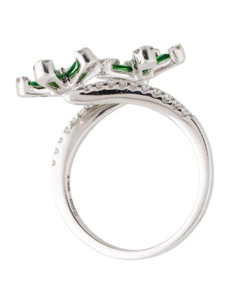 Ring 14K 1.08ctw Tsavorite Garnet & Diamond Bypass Ring