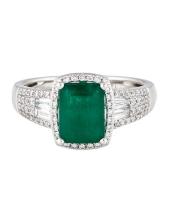 Ring 14K Emerald & Diamond Cocktail Ring