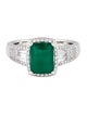 Ring 14K Emerald & Diamond Cocktail Ring