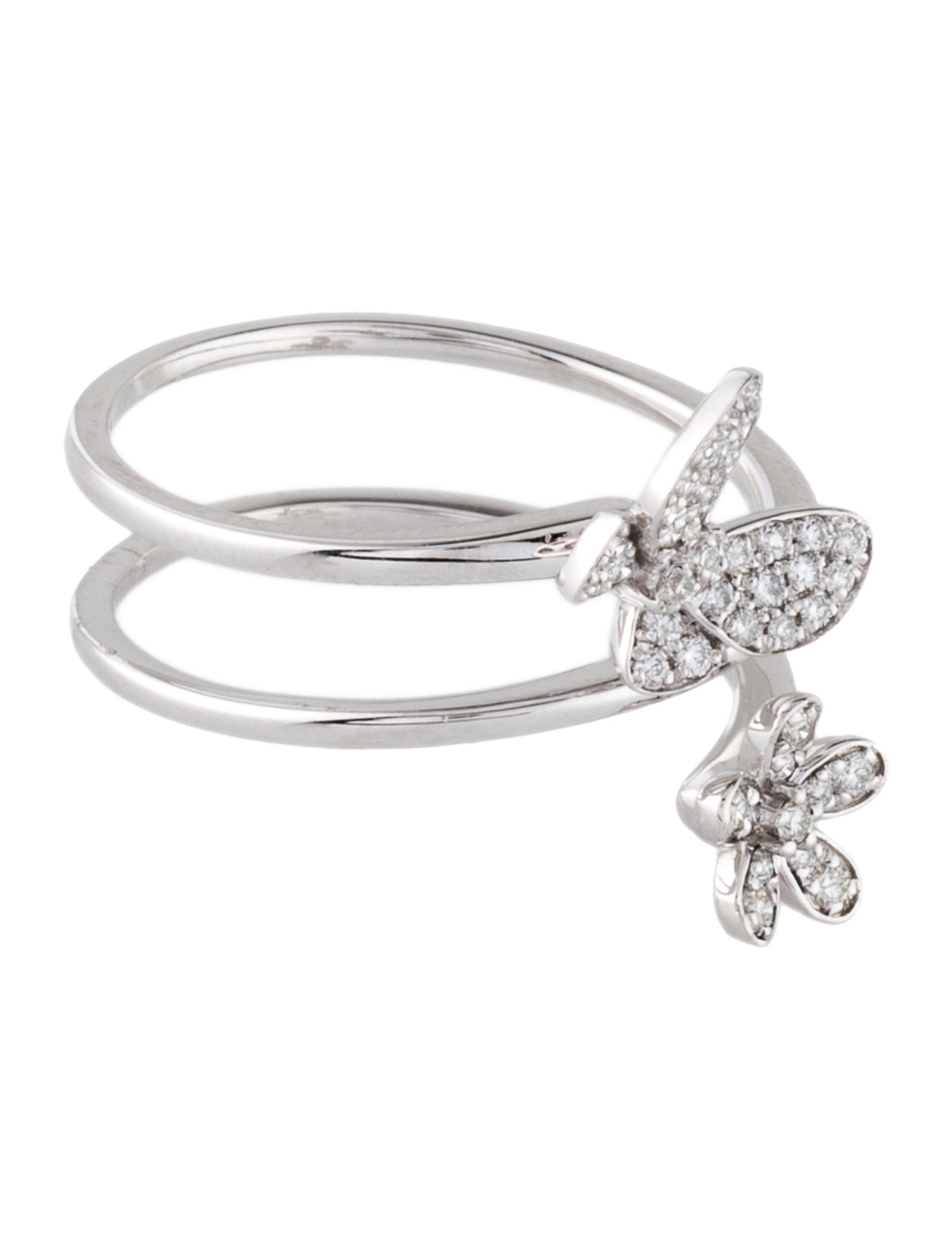 Ring 14K Flower & Butterfly Bypass Cocktail Ring