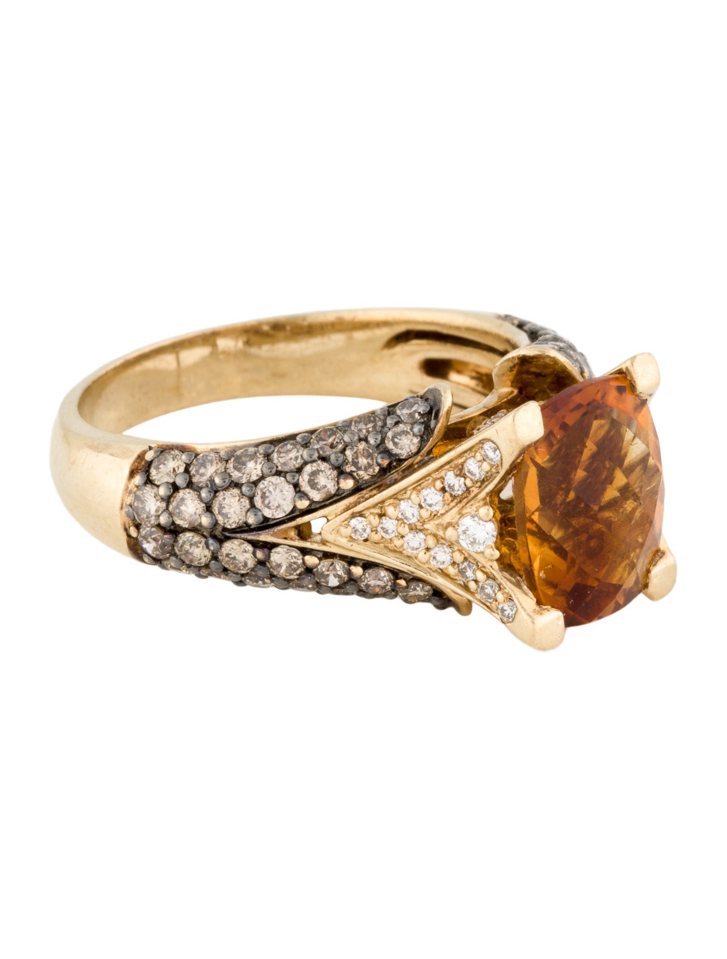 Ring 18K Citrine & Diamond Cocktail Ring